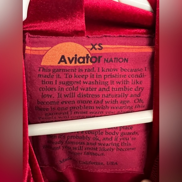 Aviator Nation Classic Velvet Relaxed Pullover Hoodie Size XS - Picture 5 of 6